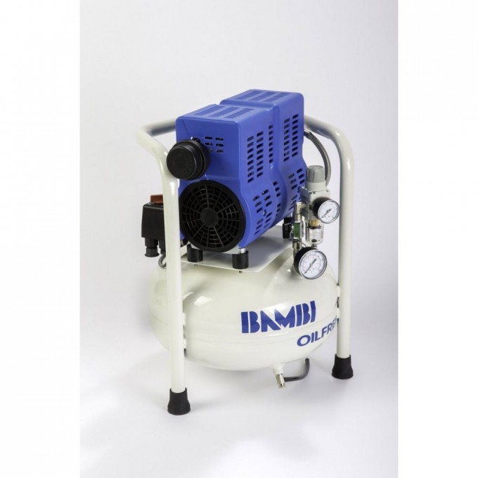 Компрессор безмасляный бесшумный BAMBI поршневой 0.55 кВт 15 л 54 дБ PT15