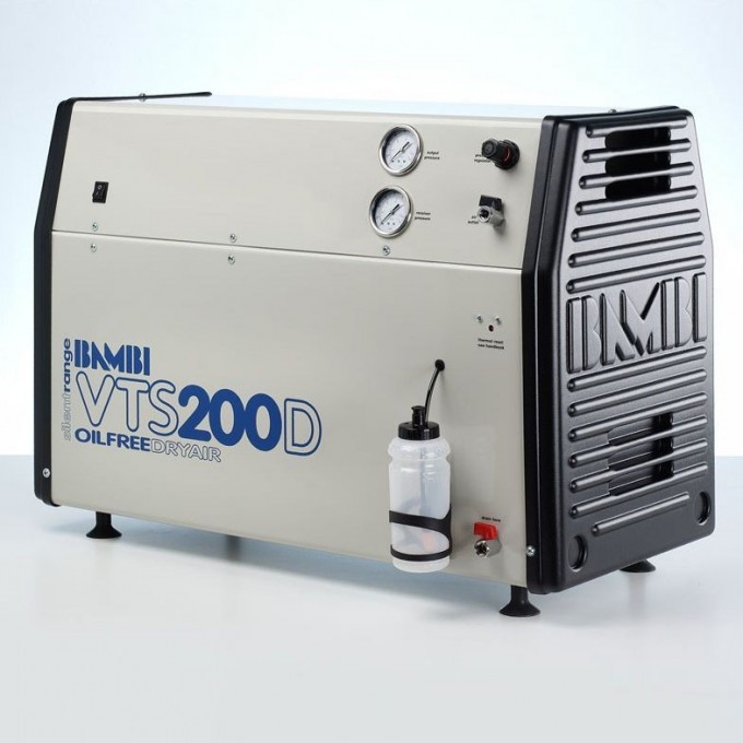 Компрессор безмасляный бесшумный BAMBI с осушителем воздуха, 23 л, 8 бар VTS200D