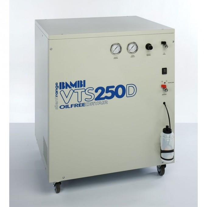 Компрессор безмасляный бесшумный BAMBI VTS с осушителем воздуха 1.84 кВт, 59 л, 8 бар VTS250D